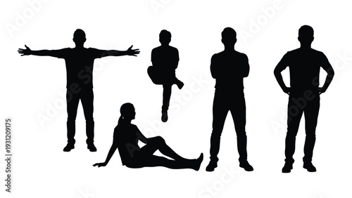 A group of people in different poses isolated on white background, Vector