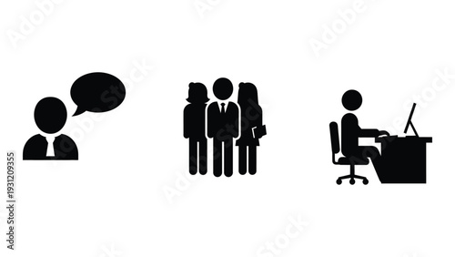 A group of business people communicating isolated on white background, Vector
