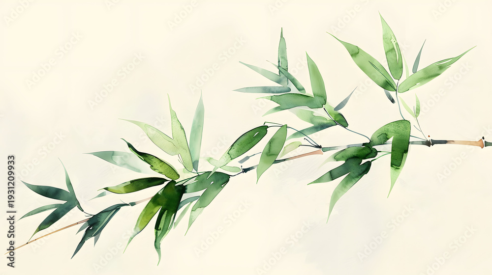 Fototapeta premium flat watercolor illustration small bamboo branch
