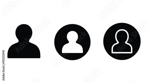 Three different styles of user profile icons isolated on white background, Vector