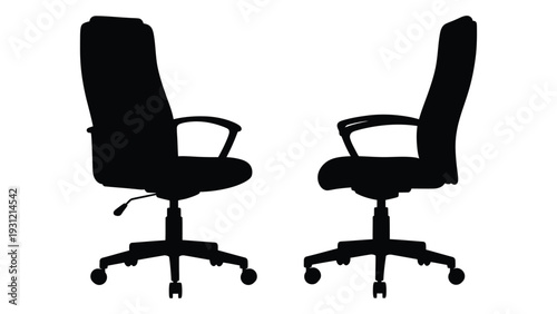 Two office chairs sitting side by side isolated on white background, Vector