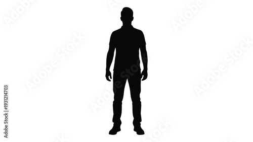 A black silhouette of a man standing on a white background isolated on white background, Vector