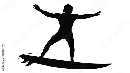 A person is surfing on a wave isolated on white background, Vector