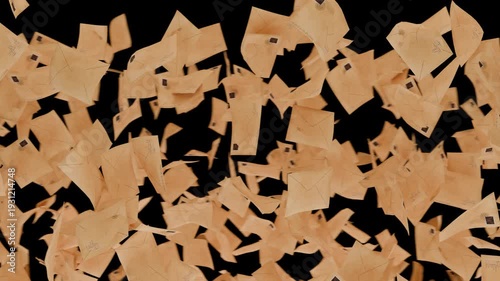 Raining Antique Letters and Vintage Envelopes - Nostalgic Mail Overlay on Black Background