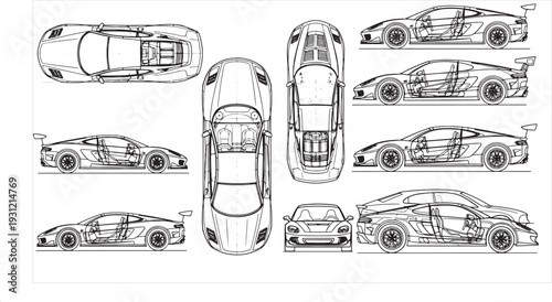 Car Blueprint Design – Automotive Engineering CAD Technical Drawing