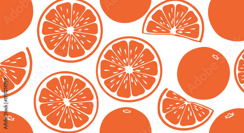 Seamless Orange Citrus Fruit Vector Pattern in Flat Style for Summer Design