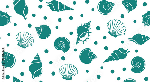 Seashell Vector Pattern Seamless Nautical Ocean Shells Background for Summer Design