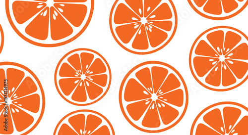 Seamless Orange Citrus Slice Vector Pattern for Summer Fruit Backgrounds and Fabrics