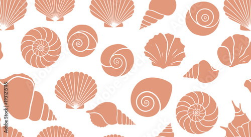 Seashell Vector Pattern Seamless Nautical Beach Design in Pastel Colors for Summer Decor