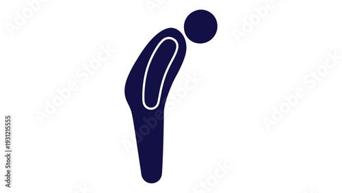 A simple illustration of a person bending forward isolated on white background, Vector