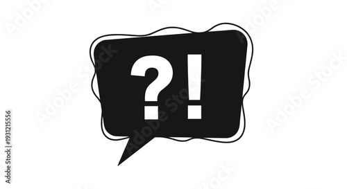 Black question mark and exclamation point inside a hand drawn speech bubble symbolizing confusion surprise and inquiry