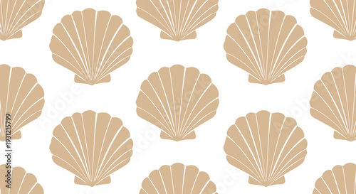Seashell Vector Pattern Seamless Beige Nautical Beach Summer Background Design