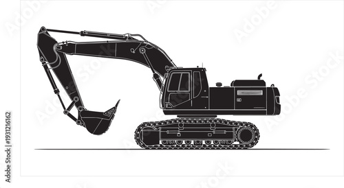 Excavator Blueprint – Construction Machinery CAD Technical Drawing
