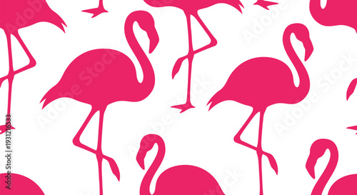 Pink Flamingo Vector Pattern Seamless Background for Summer Decor and Textile Design