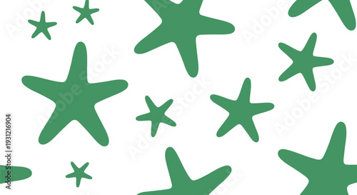 Green star vector pattern seamless background for kids, playful decor, wrapping, and textiles