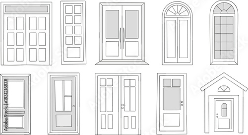 Black silhouette collection of elephant family and herd in various walking poses, African wildlife safari concept isolated on white background