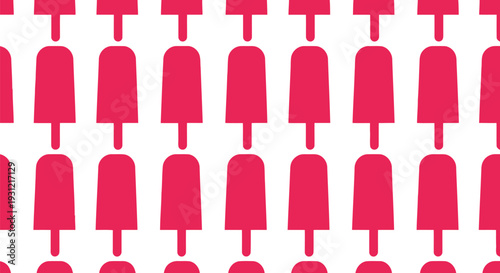 Seamless Pink Popsicle Vector Pattern for Summer, Minimalist Ice Cream Background Design