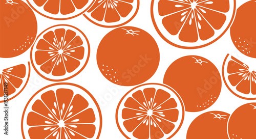 Seamless Orange Fruit Vector Pattern with Citrus Slices for Summer Design Projects