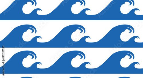 Seamless Blue Ocean Wave Vector Pattern for Summer and Nautical Design Projects