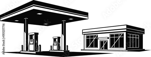 Black and white silhouette illustration of bar interior featuring person at counter, shelves with bottles, glasses, barware, hanging lamp, plant, and decorative design elements.