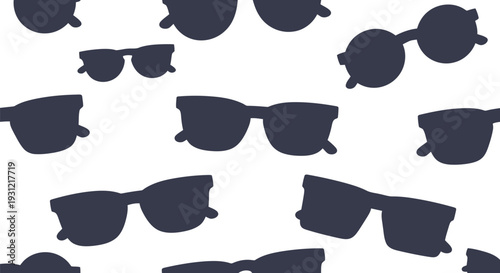 Sunglasses vector pattern seamless background, trendy summer eyewear silhouette design