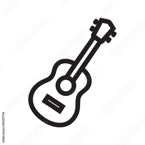 A simple black line drawing of an acoustic guitar