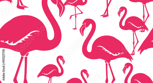 Pink Flamingo Vector Pattern Seamless Tropical Bird Background for Summer Design