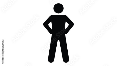A simple stick figure with hands on hips isolated on white background, Vector