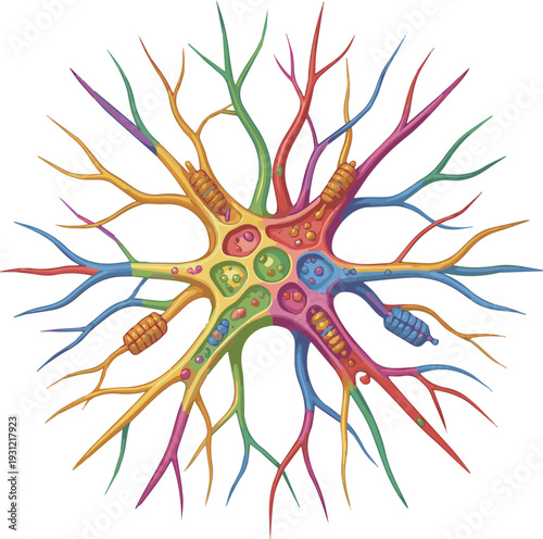 Create a realistic Synapse in human neural system vector art with white background..