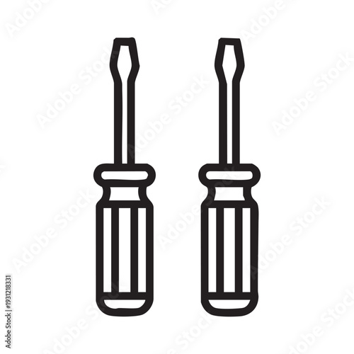 Two screwdrivers side by side on a white background