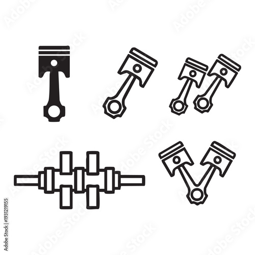 Black and white line drawing of engine parts