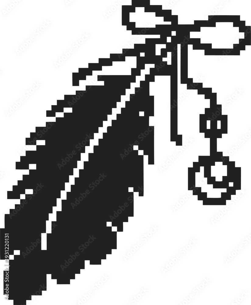 Obraz premium black silhouette of two feathers tied with string and bead, simple rustic decoration element