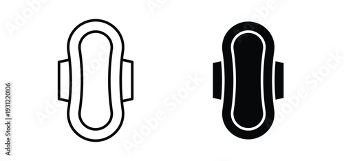Feminine hygiene pad icon. black and white line icons pack.