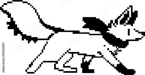 pixel art fox walking right with scarf retro 8 bit wild animal, digital game character design
