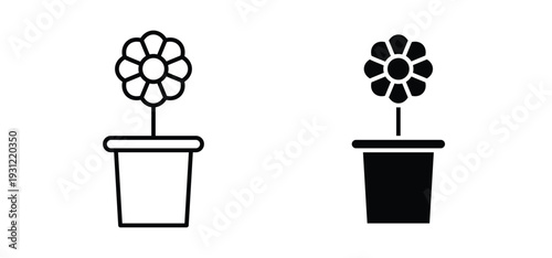 Flowerpot icon. black and white line icons pack.