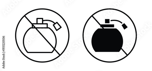 Forbidden perfume signs. black and white line icons pack.