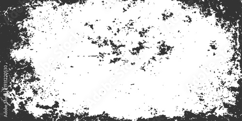 Wallpaper Mural Textured Abstract Frame: An artistic, abstract black and white grunge frame, revealing a distressed, textural design suitable for various design applications. Torontodigital.ca