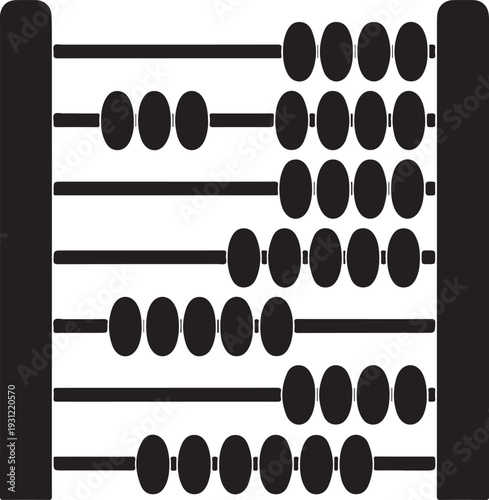 Classic Abacus Mathematical Tool Icon - Black and White Counting Frame for Financial, Educational, and Analytical Concepts , Generative Ai