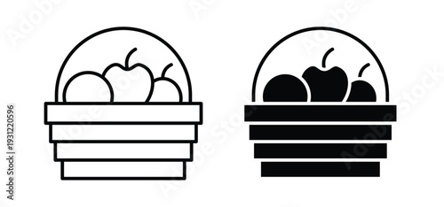 Fruit basket icon. black and white line icons pack.