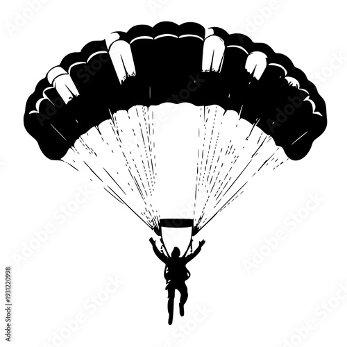 paraglider silhouette on black background