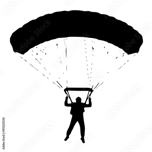 paraglider silhouette on black background , vector illustration of a paraglider , silhouette of a paraglider 