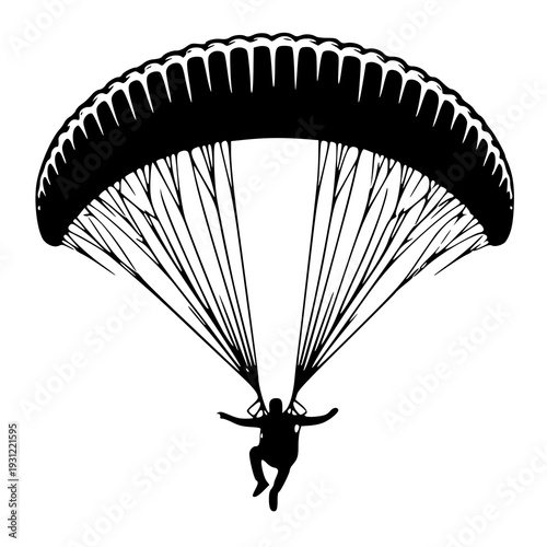 paraglider silhouette on black background , vector illustration of a paraglider , silhouette of a paraglider 