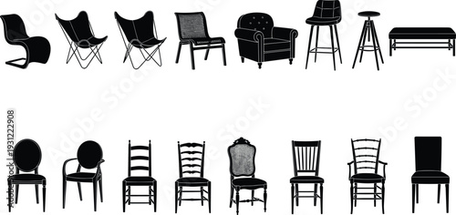 Black music icons and audio equipment silhouette vector set featuring guitar piano microphone speaker headphones and sound waves isolated on white background for studio design