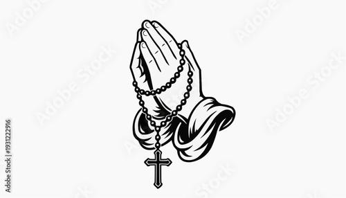 Praying Hands with Rosary