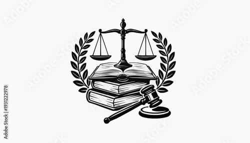Justice Scale with Books and Gavel