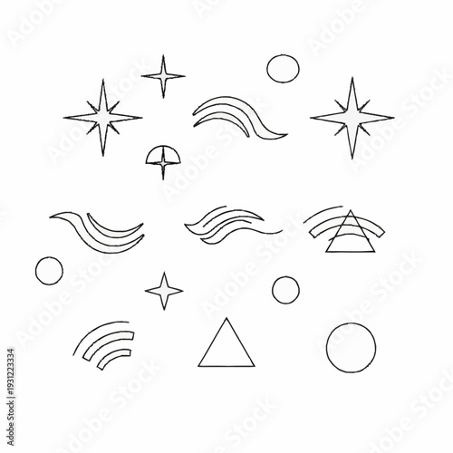 Geometric Shapes and Symbols Illustration Set.