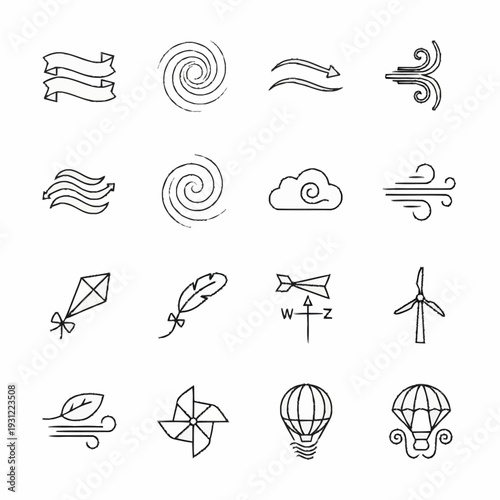 Hand Drawn Weather Symbols and Icons Set.