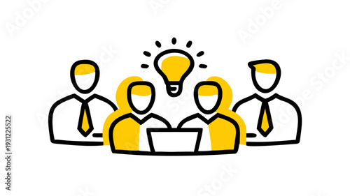Business meeting avatar icon set. Vibrant flat style characters. Corporate teamwork office communication. Presentation brainstorming deal closing virtual conference. Strategy session.
