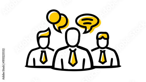 Business meeting avatar icon set. Vibrant flat style characters. Corporate teamwork office communication. Presentation brainstorming deal closing virtual conference. Strategy session.
