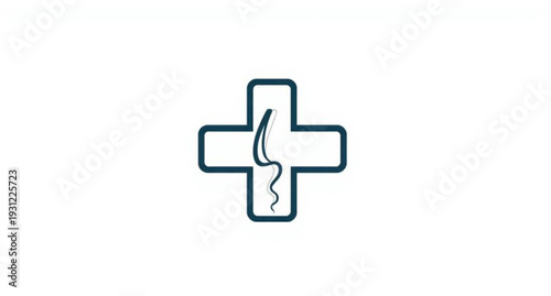 A medical vector illustration of a hand holding a red cross button symbol representing health pharmacy and first aid emergency services for hospital and doctor web design